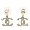 Chanel Silver Plated CC Crystal Drop Push Back Earrings Secondhand