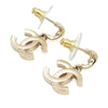 Chanel Silver Plated CC Crystal Drop Push Back Earrings Secondhand