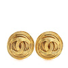 Secondhand Chanel Gold Plated CC Round Clip On Earrings