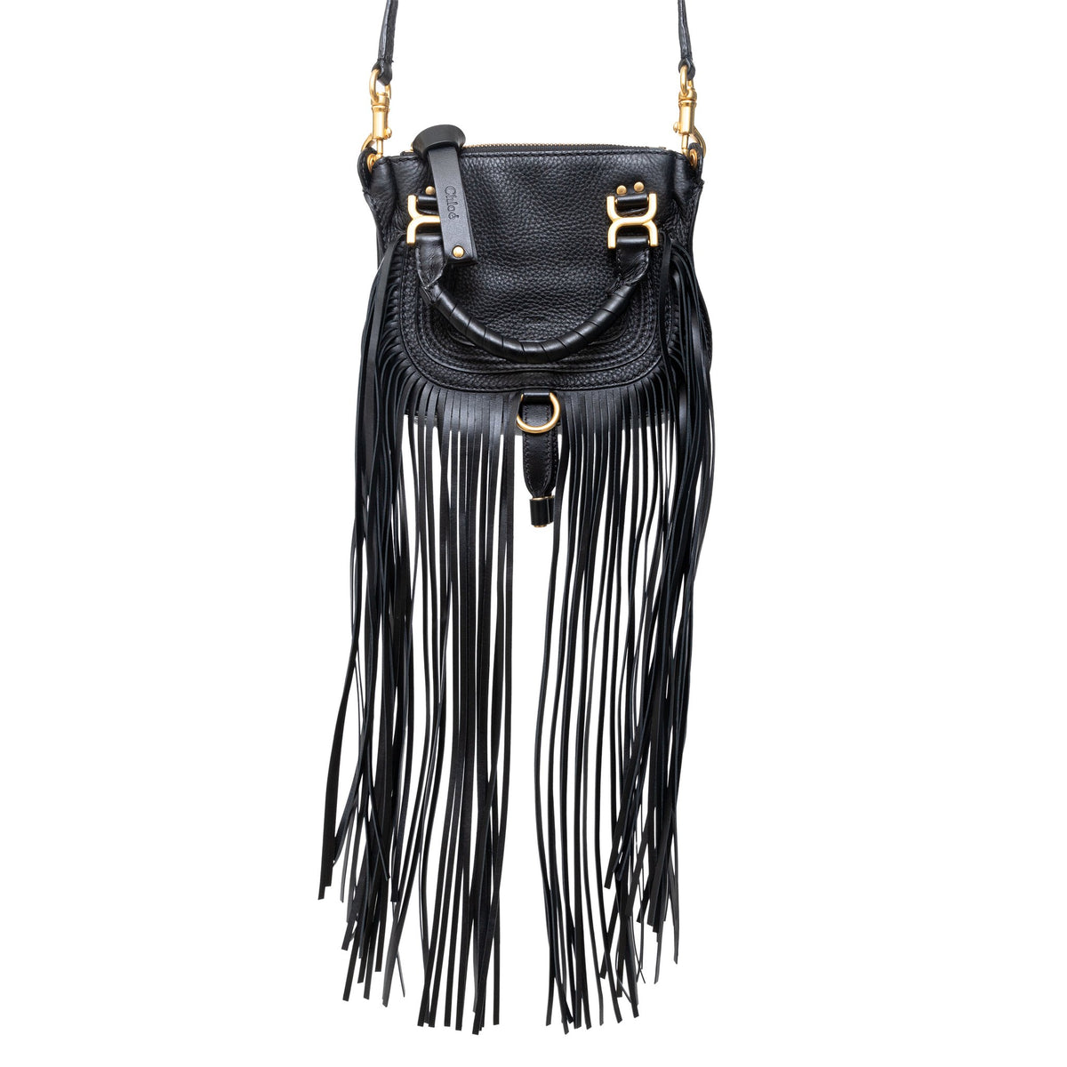 Chloe Mini Marcie Fringe Leather Crossbody Bag - 