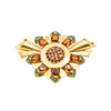 Secondhand Retro Sunburst Brooch in Gold with Garnet and Emerald Accents ' 60s