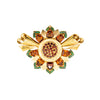 Secondhand Retro Sunburst Brooch in Gold with Garnet and Emerald Accents ' 60s