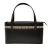 Secondhand Burberry House Check Canvas Trimmed Leather Handbag
