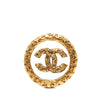 Chanel CC Gold Plated Lava Circle Brooch Secondhand