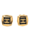 Chanel Gold Plated CC Enamel Square Clip On Earrings Secondhand