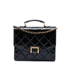 Chanel CC Quilted Patent Accordion Pushlock Top Handle Flap Secondhand