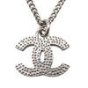 Secondhand Chanel Silver Plated CC Rhinestone Pendant Necklace