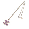 Secondhand Chanel White Gold Enamel CC Pendant Necklace