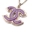Secondhand Chanel White Gold Enamel CC Pendant Necklace