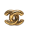 Chanel Gold Plated Quilted CC Brooch Secondhand