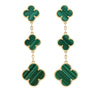 Van Cleef and Arpels 18K Yellow Gold and Malachite Magic Alhambra 3 Motif Earrings Secondhand