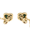 Van Cleef and Arpels 18K Yellow Gold and Malachite Magic Alhambra 3 Motif Earrings Secondhand