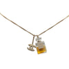 Chanel Gold Plated CC No.5 Perfume Bottle Pendant Necklace Secondhand
