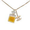 Chanel Gold Plated CC No.5 Perfume Bottle Pendant Necklace Secondhand