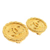 Chanel CC Gold Plated Sunburst Round Clip On Earrings Secondhand