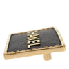 Chanel Gold Plated and Leather Logo Plate Pin Brooch Secondhand