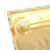 Chanel Gold Plated and Leather Logo Plate Pin Brooch Secondhand
