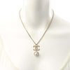 Chanel Gold Plated Faux Pearl CC Pendant Necklace Secondhand