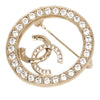 Chanel CC Gold Plated Strass Round Pin Brooch Secondhand