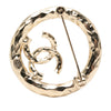 Chanel CC Gold Plated Strass Round Pin Brooch Secondhand