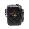 Secondhand Chanel Mini Quilted Lambskin Diamond Lock Phone Holder