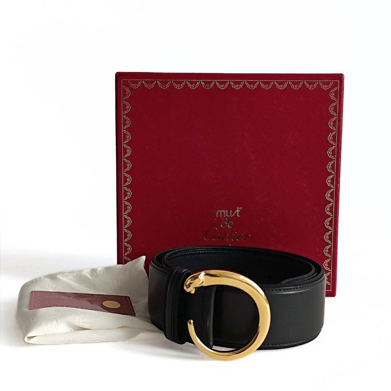 Must de Cartier Panthère women's belt in black leather