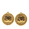 Chanel Gold Plated CC Round Clip on Earrings Secondhand
