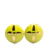 Chanel Gold Plated and Resin CC Round Clip On Earrings Secondhand