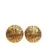 Secondhand Chanel Gold Plated Camellia Cross Dome Clip on Earrings