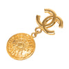 Chanel CC Gold Plated Medallion Drop Pin Brooch Secondhand