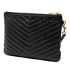 Saint Laurent Chevron Leather Monogram Zip A5 Wristlet Pouch Secondhand