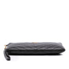 Secondhand Saint Laurent Chevron Leather Monogram Zip A5 Wristlet Pouch
