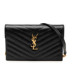 Saint Laurent Grain De Poudre Chevron Cassandre Envelope Chain Wallet Secondhand