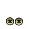 Chanel CC Silver Plated Resin Round Mirror Clip On Earrings Secondhand