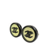 Chanel CC Silver Plated Resin Round Mirror Clip On Earrings Secondhand