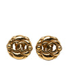Chanel CC Gold Plated Round Clip On Earrings Secondhand
