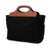 Prada Canvas Wood Handle Canapa Logo Satchel Secondhand