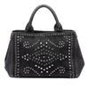 Prada Studded Denim Canapa Logo Tote Secondhand