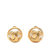 Chanel CC Gold Plated Faux Pearl Round Clip On Earrings Secondhand