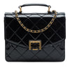 Chanel CC Quilted Patent Accordion Pushlock Top Handle Flap Secondhand