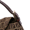Fendi Zucchino Canvas Double Flap Chain Shoulder Bag Secondhand
