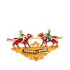 Hermès Gold Plated Enamel Children And Dogs Brooch Secondhand