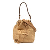 Prada Mini Raffia Crochet Logo Embroidered Bucket Bag Secondhand