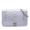 Chanel Chevron Quilted Metallic Lambskin Mademoiselle Wallet On Chain Secondhand