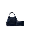 Balenciaga Calfskin Perforated Navy Cabas Tote S Secondhand