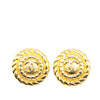 Chanel Gold Plated CC Round Clip On Earrings Secondhand