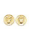 Chanel Gold Plated CC Round Clip On Earrings Secondhand