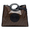 Fendi Medium Glazed Fabric FF 1974 Runaway Shopper Satchel Secondhand