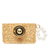 Chanel CC Gold Plated Choco Bar Enamel and Faux Pearl Flap Bag Brooch Secondhand
