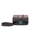 Chanel Small Iridescent Goatskin Rainbow Hardware Double Carry Waist Chain Flap Secondhand